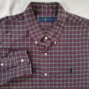 Ralph‎ Lauren Men Size XL Oxford Button Up Long Sleeve Checkered Plaid Shirt